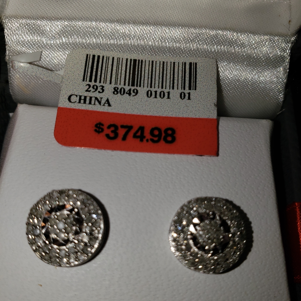 Sterling Silver With Diamond Earrings